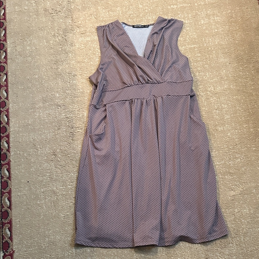 George Sleeveless Tan Polka Dot Midi Dress